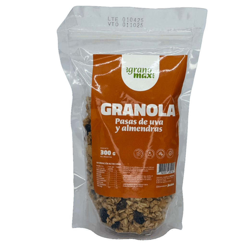 Granola pasas de uva y almendras 