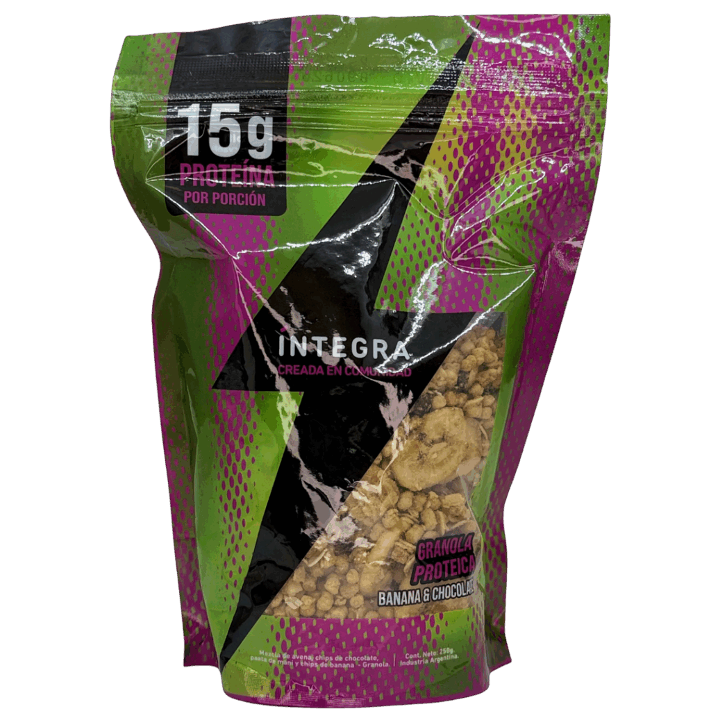 Granola Proteica banana y chocolate 