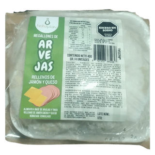 Medallones de arvejas rellenos jamón y queso 