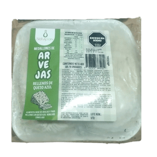 Medallones de arvejas rellenos queso azul 